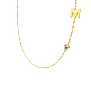 ANYCO Necklace 925 Silver Initial M Pendant With Round Cubic Zirconia 5A Jewelry For Women