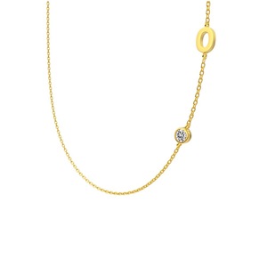 ANYCO Necklace 925 Silver Initial O Pendant With Round Cubic Zirconia 5A Jewelry For Women