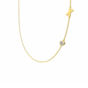 ANYCO Necklace 925 Silver Initial X Pendant With Round Cubic Zirconia 5A Jewelry For Women