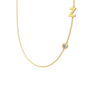 ANYCO Necklace 925 Silver Initial Z Pendant With Round Cubic Zirconia 5A Jewelry For Women