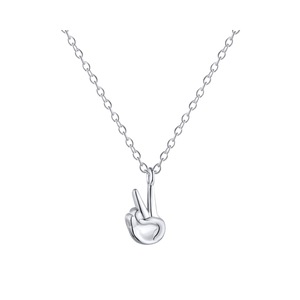 ANYCO Necklace 925 Silver Peace Sign Pendant Gift Jewelry for Women