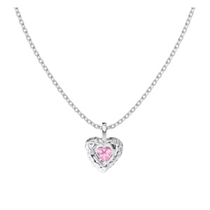 ANYCO Necklace 925 Silver Pink Heart Stone Pendant Gift Jewelry for Women