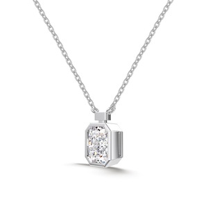 ANYCO Necklace 925 Silver Rectangular Clear Gemstone with Zircon 8A Gift Jewelry for Women