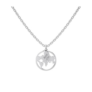ANYCO Necklace 925 Silver Round Heart Charm Pendant with Zircon Gift Jewelry