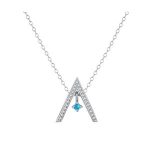 ANYCO Necklace 925 Silver Triangular Colorful Stone Pendant with Zircon 5A Gift Jewelry
