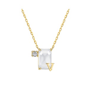 ANYCO Necklace 925 Silver White Gradient Initial Pendant with Zircon 5A Gift Jewelry for Women