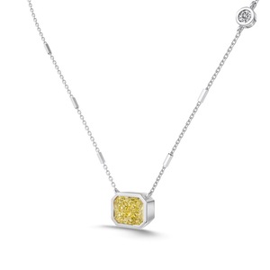 ANYCO Necklace 925 Silver Yellow Solitaire Pendant with Zircon 8A Gift Jewelry for Women