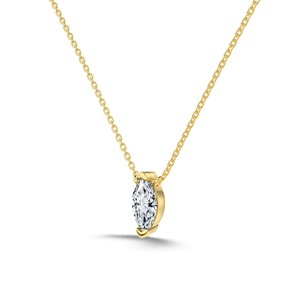 ANYCO Necklace Gold Plated 925 Silver Classic Marquise Solitaire Gift Jewelry