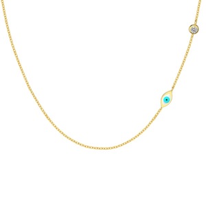 ANYCO Necklace Gold Plated 925 Silver Evil Blue Eye Pendant Protection Gift Jewelry for Women