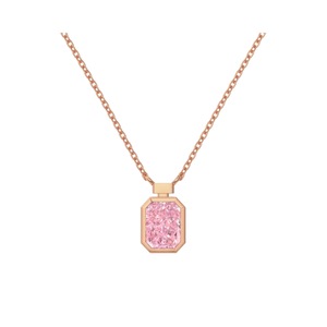 ANYCO Necklace Rose Gold Plated 925 Silver Rectangular Pink Gemstone with Zircon 8A Gift Jewelry for Women