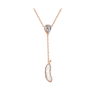 ANYCO Necklace Rose Gold Plated 925 Silver Teardrop Flower Dangle with Zircon 5A Gift Jewelry