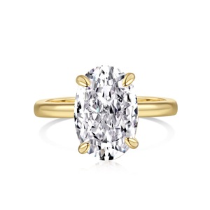 ANYCO Ring 18K Gold Plated Fine Jewelry White Oval Cut CZ 8A 3.5ct Engagement Wedding Classic Luxury Ring For Women