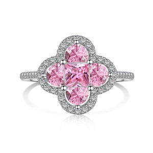 ANYCO Ring 18K Rose Gold Plated Four Leaf Clover Ring For Women 925 Silver Jewelry Cz Cubic Zirconia Diamond Rings