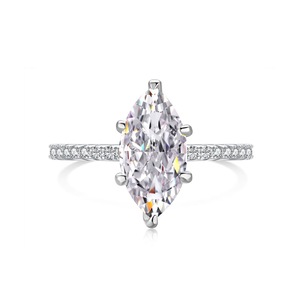 ANYCO Ring 925 Sterling Silver Big Jewelry Eternity Ring Band Marquise Cut CZ 8A 1.5ct Rings For Woman