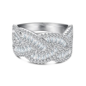 ANYCO Ring Cuban CZ 5A Fine Jewelry S925 Sterling Silver Rhodium Plated Diamond Rings For Women