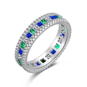 ANYCO Ring Custom Flower Shape CZ 5A Jewelry Ruby 925 Sterling Silver Ring Engagement Wedding Eternity Band Rings For Women