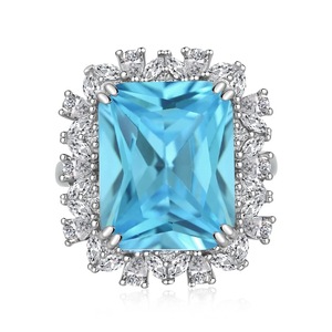 ANYCO Ring CZ 5A 8ct Flower Square Shape Emerald Cut Ring 925 Sterling Silver Wedding Rings Jewelry Women