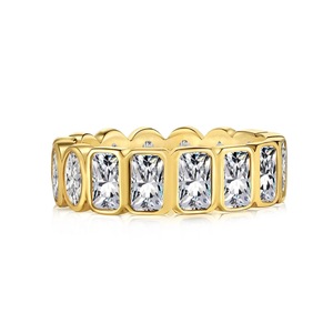 ANYCO Ring CZ 5A Diamond Ring Wedding Band Sparkling Eternity S925 Sterling Silver 18K Gold Plated Stacking Rings Jewelry Women