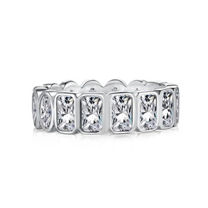 ANYCO Ring CZ 5A Diamond Ring Wedding Band Sparkling Eternity S925 Sterling Silver Rhodium Plated Stacking Rings Jewelry Women