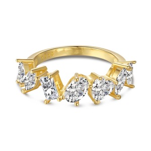 ANYCO Ring Cz Cubic Zirconia Fine 925 Sterling Silver Jewelry 18K Gold Plated CZ 5A Diamond Wedding Rings For Women