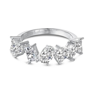 ANYCO Ring Cz Cubic Zirconia Fine 925 Sterling Silver Jewelry Rhodium Plated CZ 5A Diamond Wedding Rings For Women