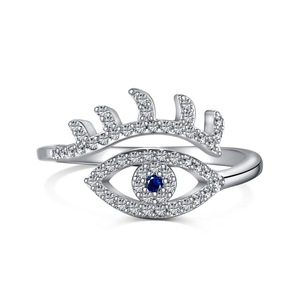 ANYCO Ring Cz Cubic Zirconia Ring Rhodium Plated 925 Sterling Silver CZ 5A Eye Shape Open Adjustable Rings Jewelry Women