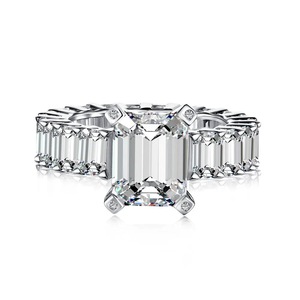 ANYCO Ring Dainty Glitter CZ 5A Big Chunky 925 Sterling Silver Clear White Rectangle Diamond Rings Jewelry Women