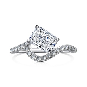 ANYCO Ring Fine Jewelry Square 925 Sterling Silver Rings Bridal Clear White Diamond CZ 8A 2ct Wedding Jewelry For Women