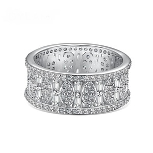 ANYCO Ring Hollow Marquise CZ 5A Plating Round Fine Jewelry S925 Silver Rings Full Diamond Ring For Women