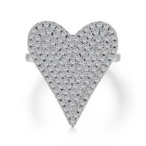ANYCO Ring Love Finger Engraved Jewelry 925 Sterling Silver CZ 5A Gold Plated Iced Out Adjustable Open Heart Shape Ring