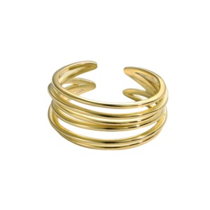 ANYCO Ring Minimalist Fine Jewelry 925 Sterling Silver 18K Gold Plated Multiple Layer Hallow Out Adjustable Women Ring