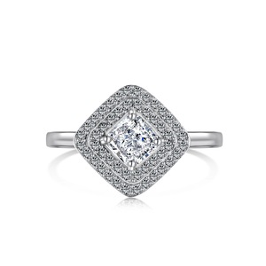ANYCO Ring S925 Sterling Silver CZ 8A 0.75ct White Romantic Wedding Party Jewelry Set For Women