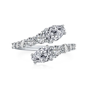 ANYCO Ring Silver Fine Jewelry Open Adjustable Unique Round Snake Design 5A Cubic Zirconia Diamond Ring Zirconia Silver Rings Jewelry Women