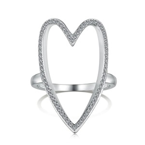ANYCO Ring Simple Love Zircon Ring S925 Silve Hollow Diamond CZ 5A Cubic Zirconia Heart Rings Jewelry Women