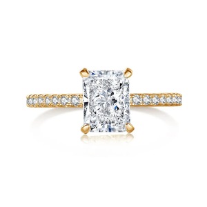 ANYCO Ring Square Shape S925 Sterling Silver 18K Gold Plated Ring CZ 8A 2ct Engagement Wedding Rings Jewelry Women