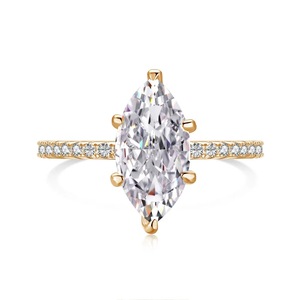 ANYCO Ring Square Shape S925 Sterling Silver Bijoux 18K Gold Plated Ring CZ 5A 1.5ct Engagement Jewelry Women