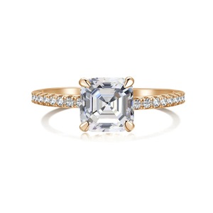 ANYCO Ring Square Shape S925 Sterling Silver Bijoux 18K Gold Plated Ring CZ 5A 2ct Wedding Jewelry Women