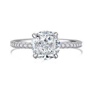 ANYCO Ring Square White Plated CZ 8A 2ct Diamond Jewelry Ring Baguette Stacking 925 Sterling Silver Rings For Women