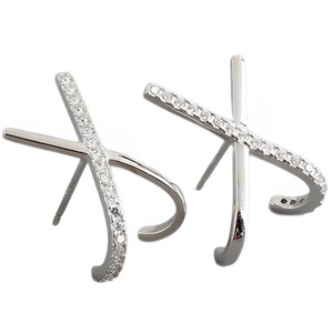 ANYCO Stud Earrings Letter X Bohemia Punk Cross White Zircon Silver Bohemia Charms for Women Party Rock Jewelry Gift