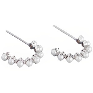 ANYCO Stud Fashion Earrings Simple Bohemian Pearl Women Goth Hip Hop Piercing Hoop Jewelry Sterling Silver