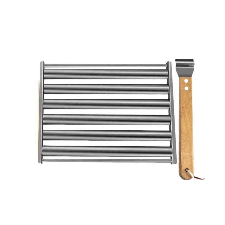 Buy Anygleam Barbecue Grill Large Stainless Steel Roller Rack With Wood ...