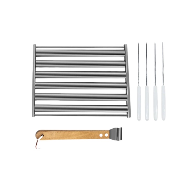 Buy Anygleam Barbecue Grill Large Stainless Steel Roller Rack Wood ...