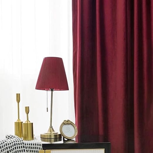 Buy Anyhouz 300cm Maroon High Quality Modern Wool Velvet Blackout ...
