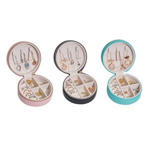 ANYHOUZ Jewelry Box Mini Round Portable Organizer for Rings Necklaces