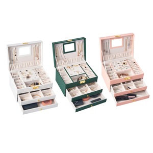 ANYHOUZ Jewelry Box Three Layer Multifunctional Storage for Necklaces Earrings Rings