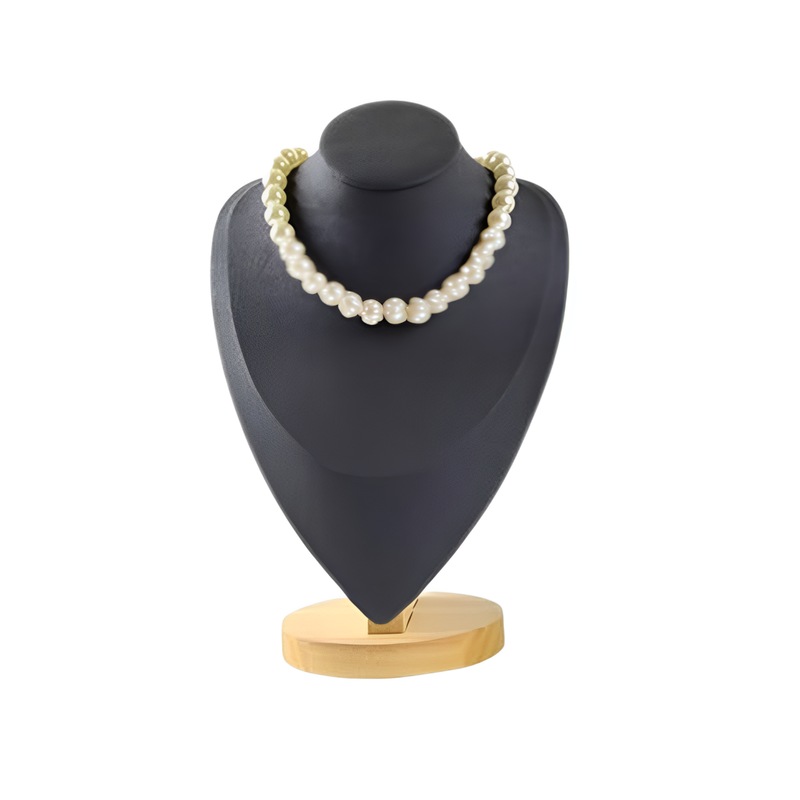 Jewelry Display Stand For Necklaces - Wood & Velvet Pendant Holder, Jewelry Organizer Storage Case