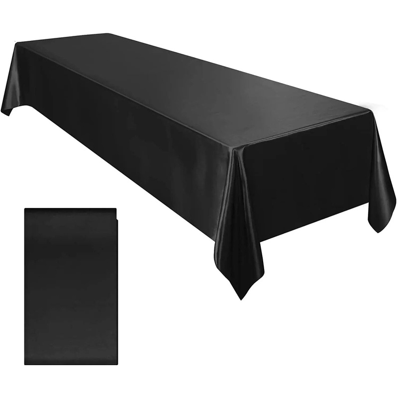 Buy Anyhouz Table Cover Black Rectangle Wedding Satin Bright Smooth Silk or Wedding Banquet