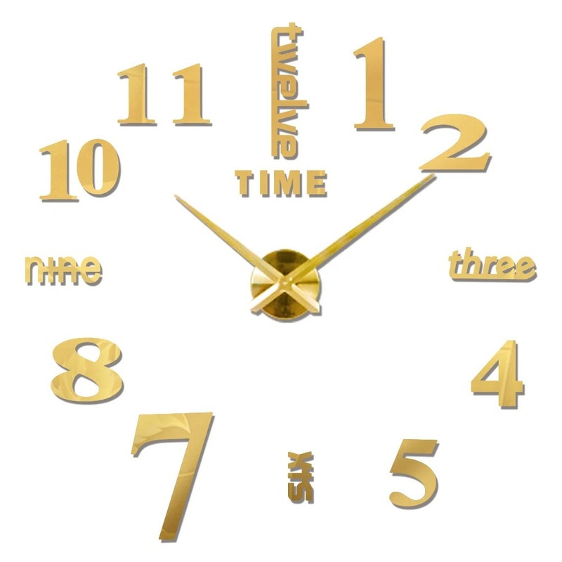Buy Anyhouz Wall Clock Gold Design I 37 Inch 3D Diy Mirror Wall Clock