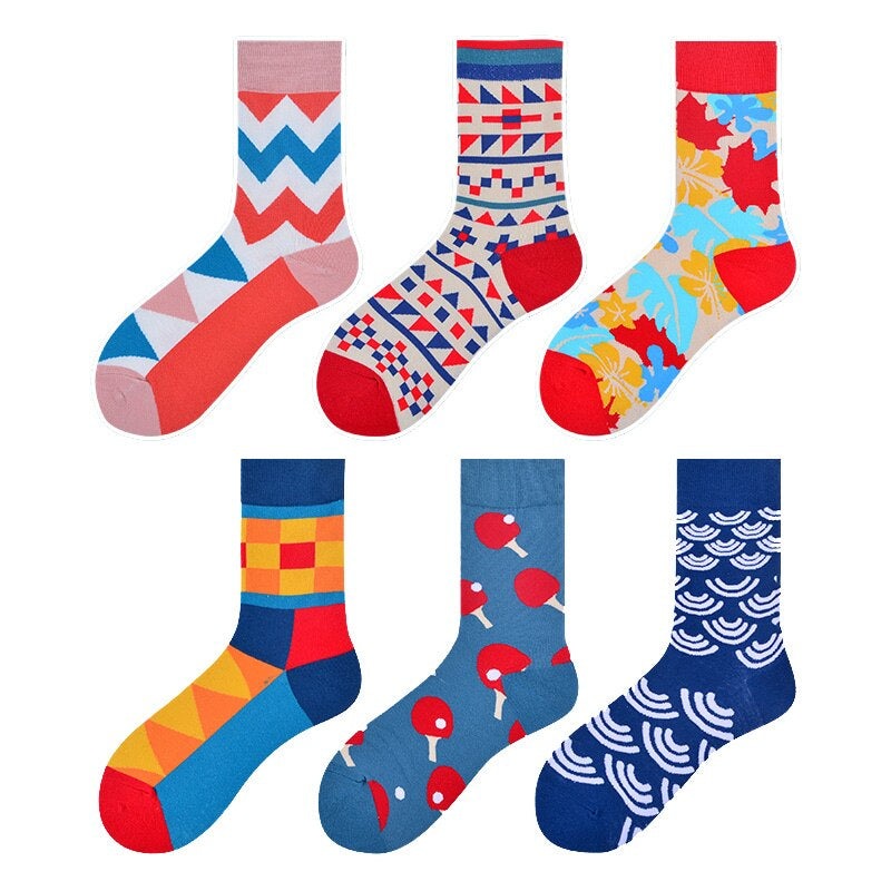 Buy Anysox 6 Pairs Free Size Diverse Shapes Colorful Happy Socks Dots Pattern With Funky Novelty