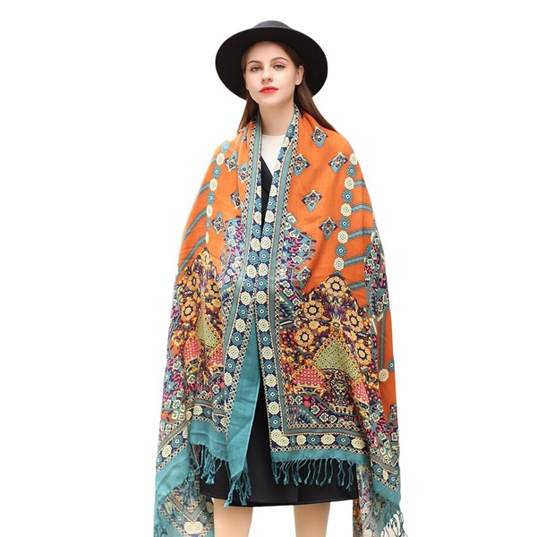 Buy ANYYOU 100% Merino Wool Simple Blue Colored Patterns Neck Silk ...